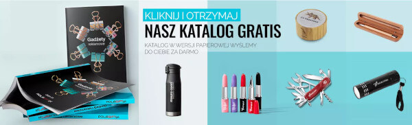Niebieski katalog z gadżetami reklamowymi
